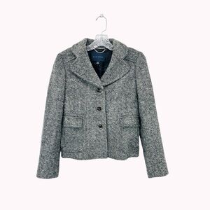 Banana Republic Women Tweed Blazer Button Size XS Dark Grey Office Career
